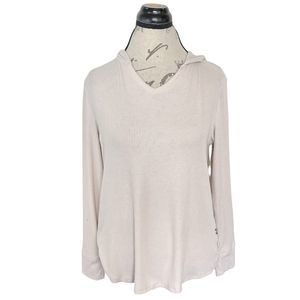 Eddie Bauer Womens Shirt Top Small  Ribbed Knit Hooded Sleepwear Loungewear